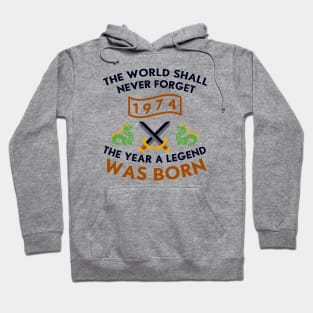 1974 The Year A Legend Was Born Dragons and Swords Design Hoodie